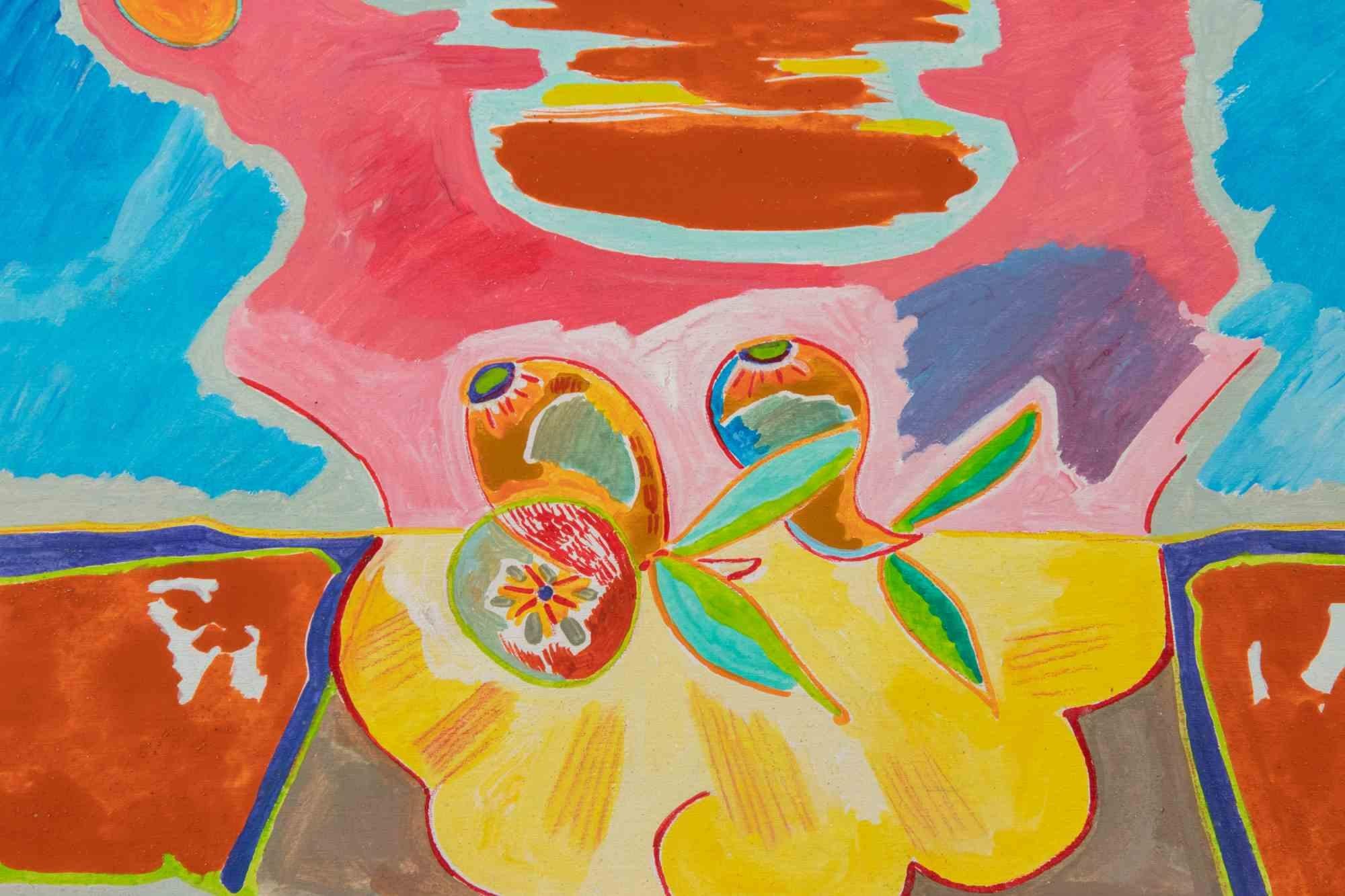 Still Life with Fruits - Painting by Luciano Schifano - 1990s For Sale 1