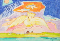 The Dove - Painting by Luciano Schifano - 1980s