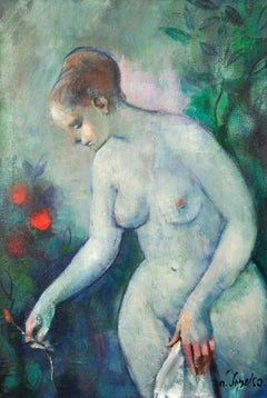 Post-War Italian Figurative Dream Like Highly Decorative Framed Oil Painting