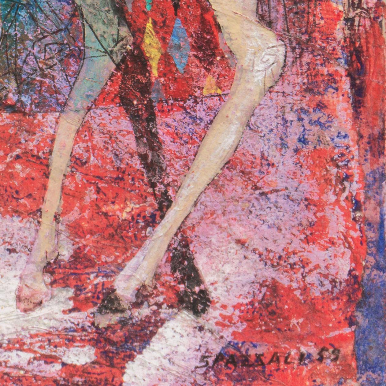'Women Riding', Italian Modernism, Horses, Avant-Garde Equestrian oil, Morandi - Painting by Luciano Spazzali