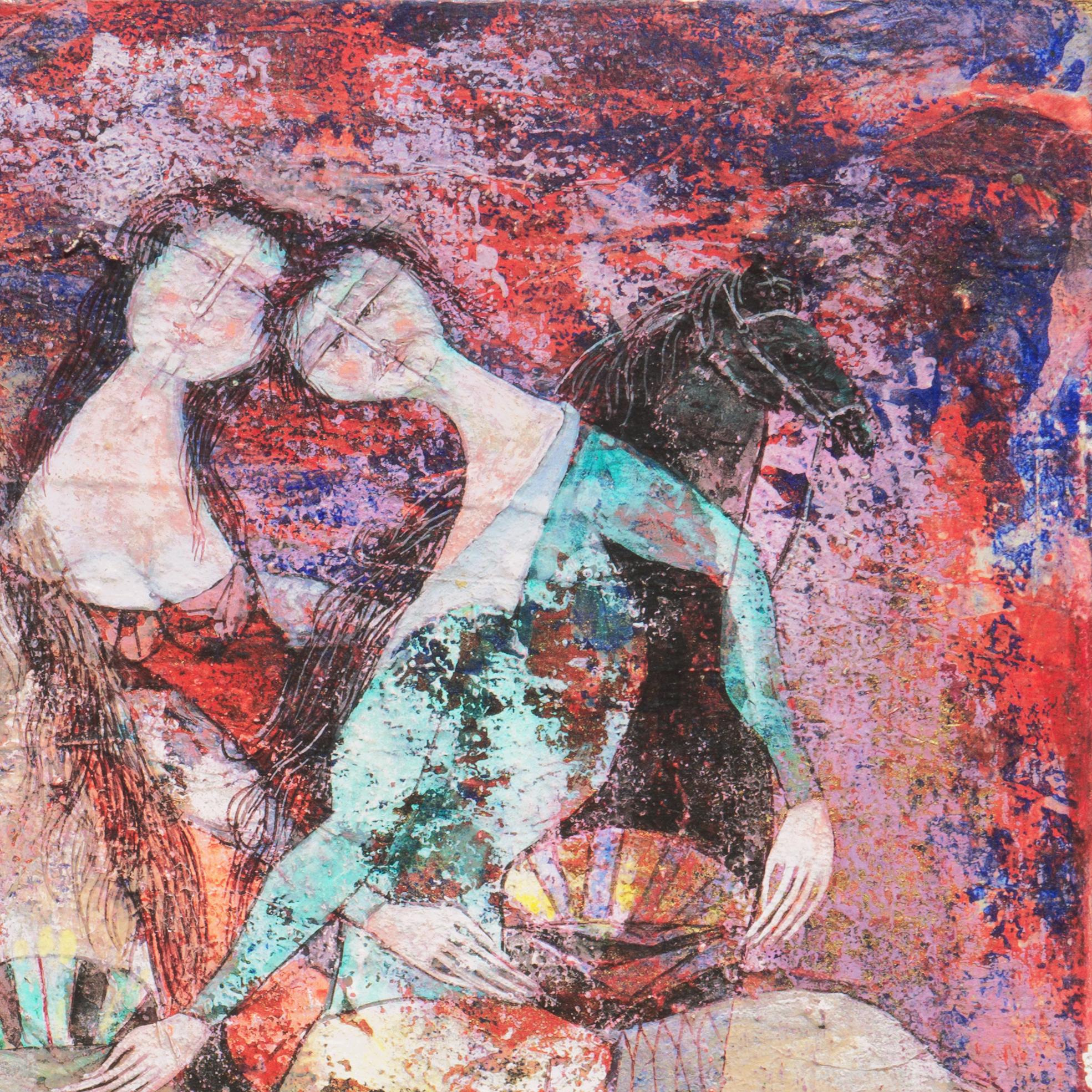 Signed lower right 'Spazzali' for Luciano Spazzali (Italian, 1911-1997) and dated 1958. 

A complex and lyrical equestrian work by this notable Italian Modernist and exponent of Magical Realism. 

Luciano Spazzali first studied at the Academy of Art