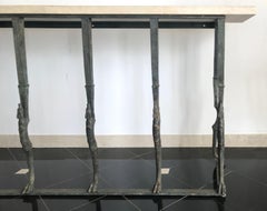 Luciano bronce colgante forjado clásico  mesa consola con tapa de piedra caliza