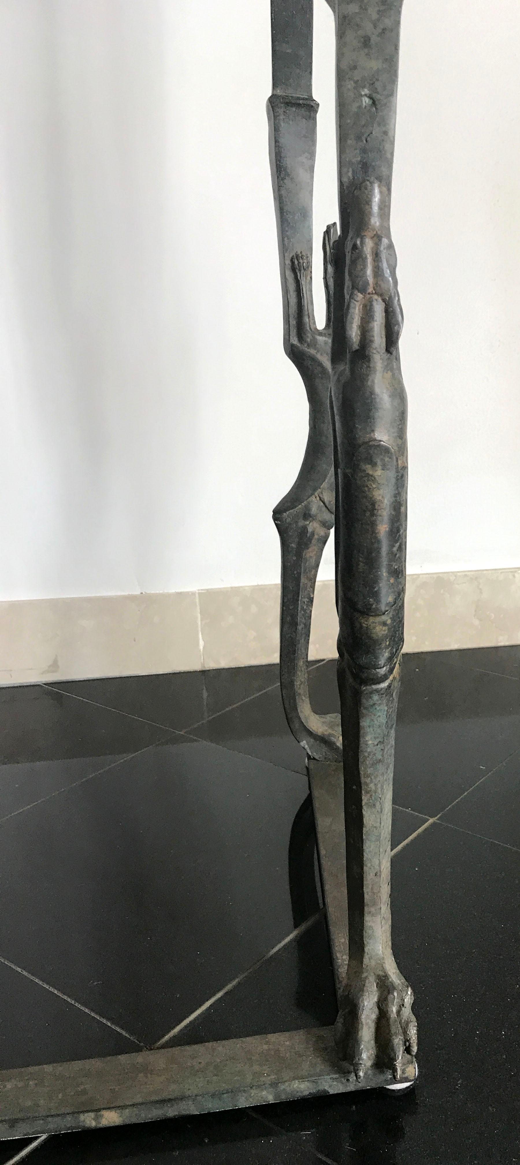 Luciano Bronze hängen geschmiedet Classic  Konsolentisch mit Kalksteinplatte im Zustand „Gut“ im Angebot in Larkspur, CA