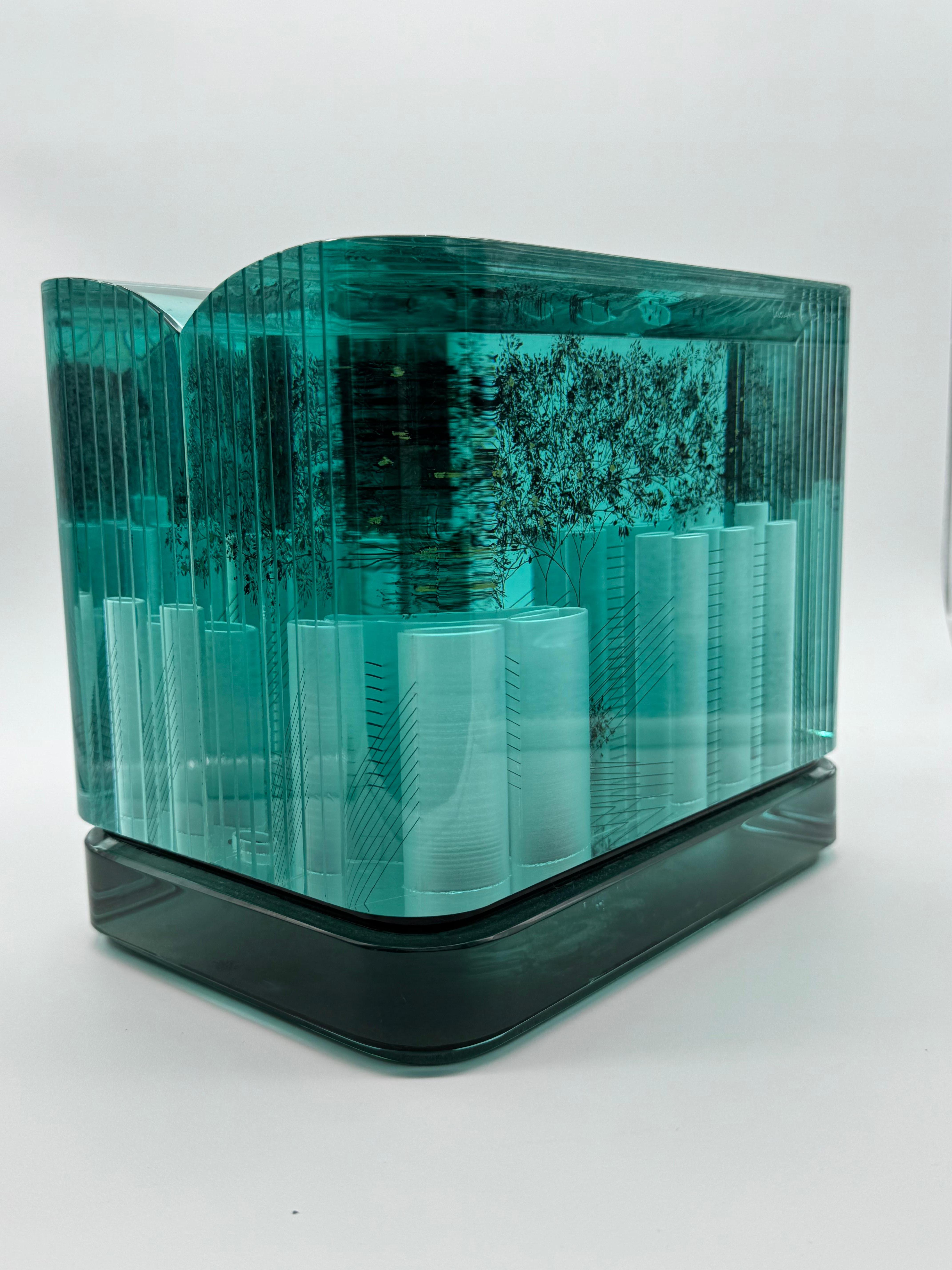 Luciano Vistosi Murano Kunstglas Architekturskulptur, signiert und datiert 1989 (Italienisch) im Angebot