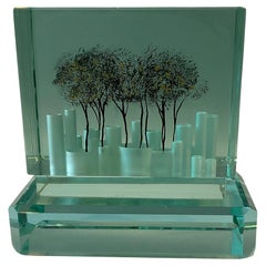 Sculpture abstraite avec arbres signée par l'artiste en verre de Murano Luciano Vistosi, 1986 