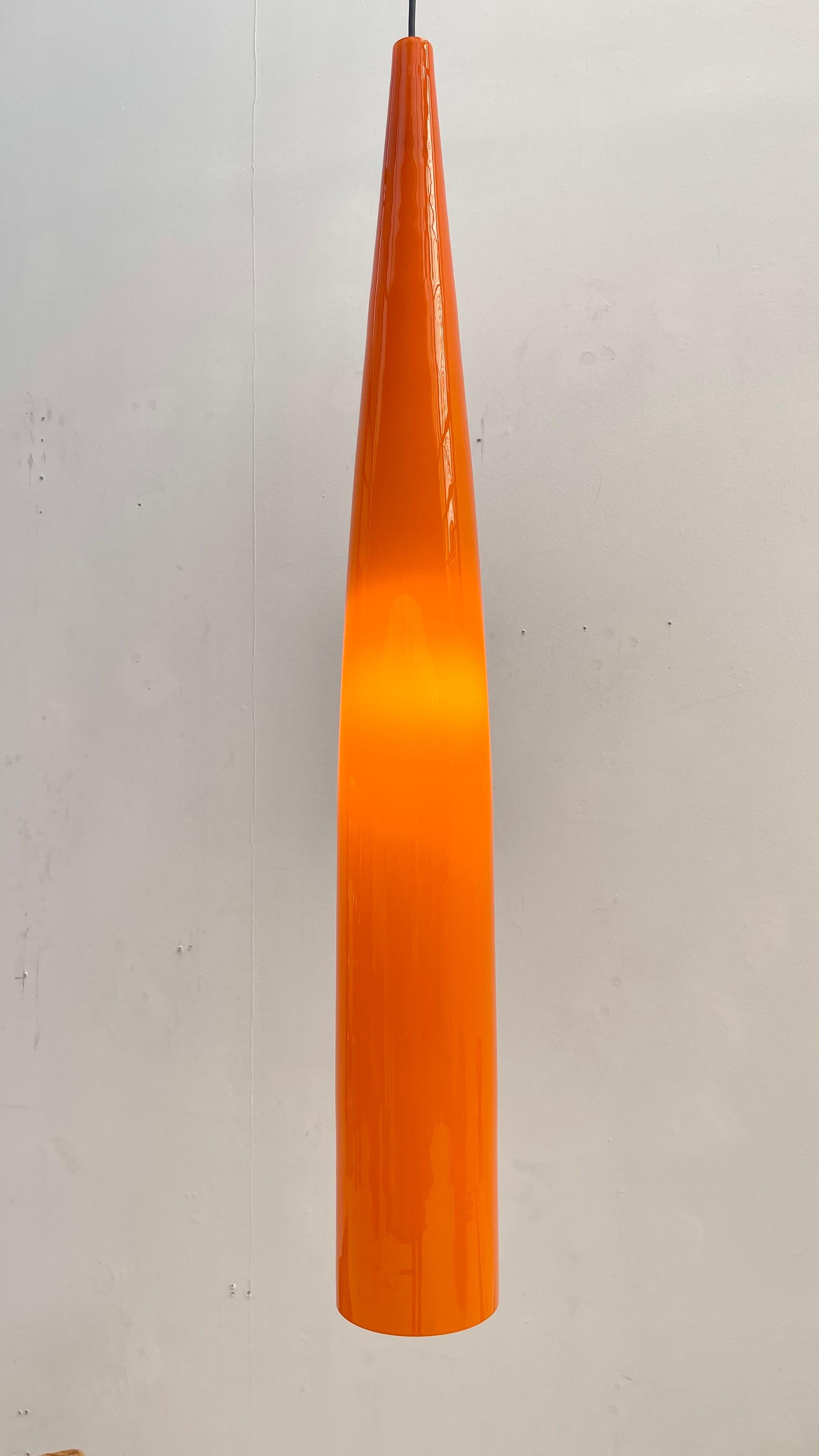 Mid-Century Modern Luciano Vistosi Orange pendant in glass For Sale
