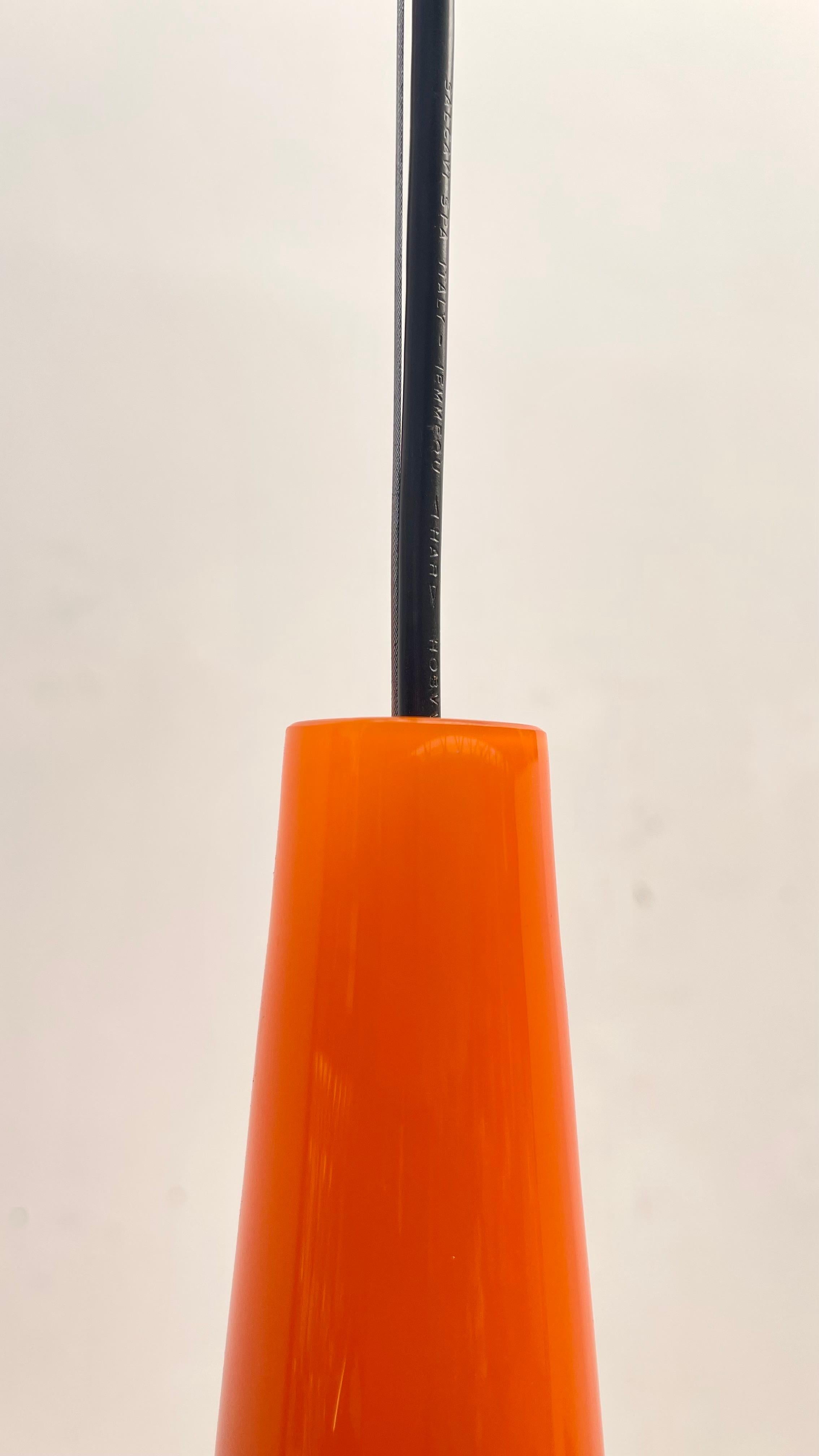 Italian Luciano Vistosi Orange pendant in glass For Sale