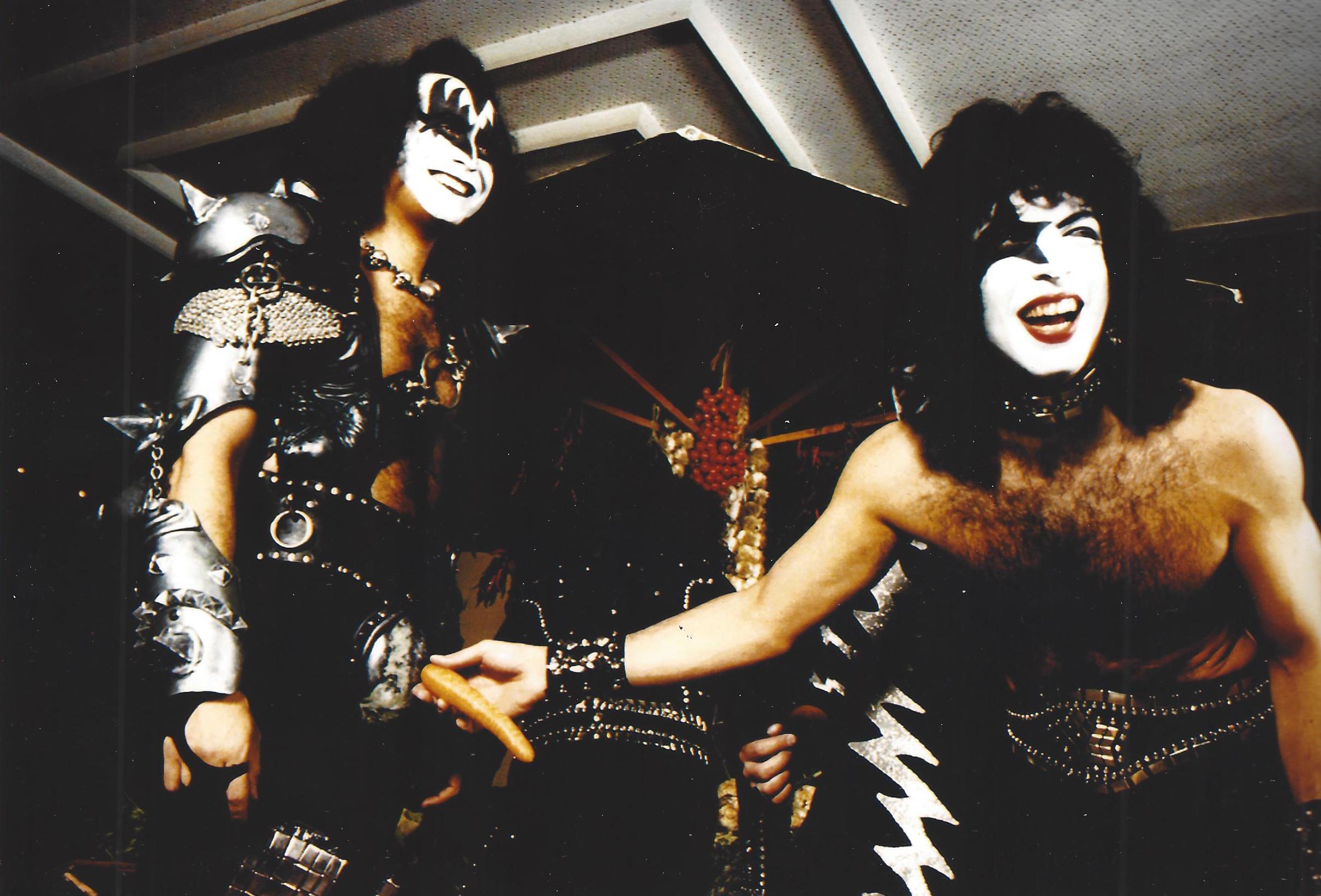 Luciano Viti Color Photograph - Ace Frehley and Gene Simmons of KISS Smiling Vintage Original Photograph