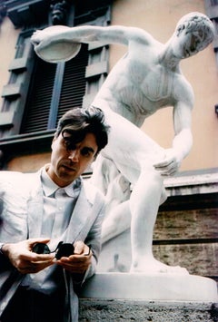 David Byrne Posed with Statue Vintage Original Photograph