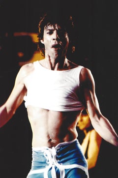 Mick Jagger Performing in Half Shirt Vintage Original Photograph