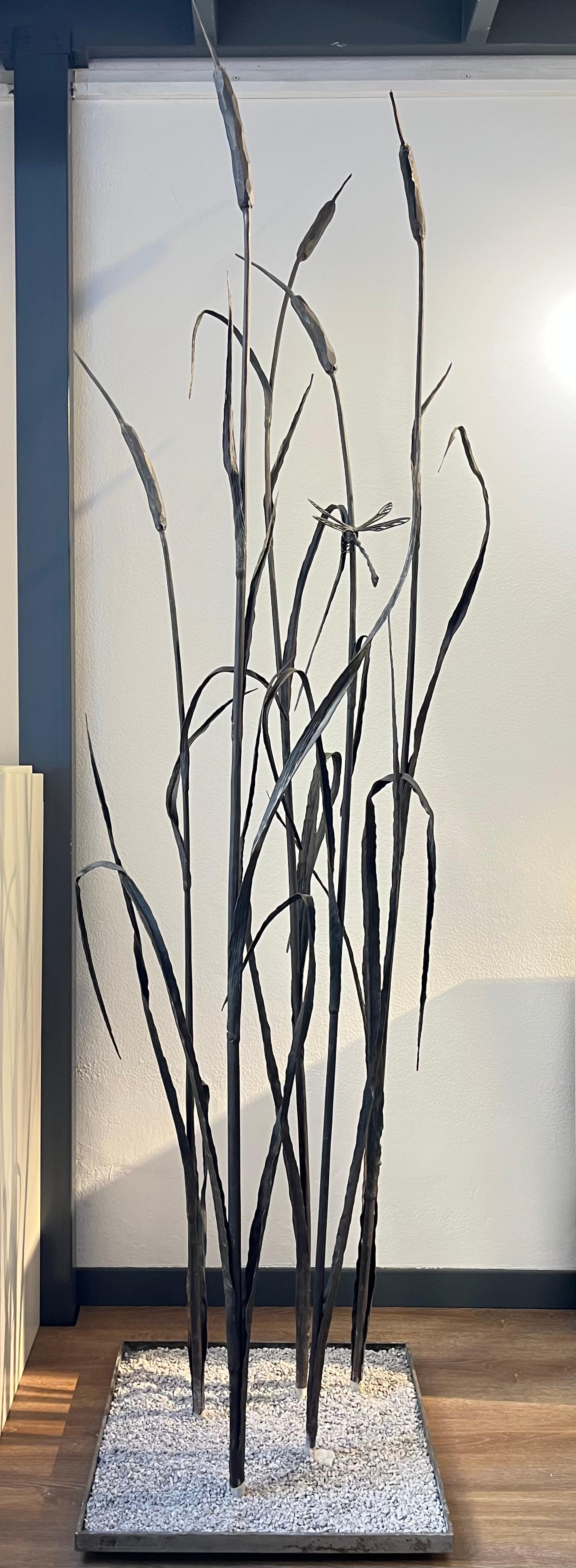 Escultura de hierro forjado para interior y exterior - cañizo de bambú negro - Sculpture de Luciano Zanoni