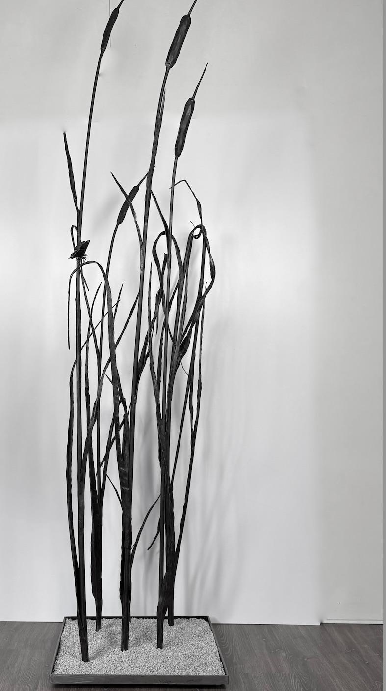 Escultura de hierro forjado para interior y exterior - cañizo de bambú negro - Sculpture Naturalista de Luciano Zanoni