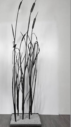Indoor and outdoor wrough iron sculpture - black bamboo reed bed