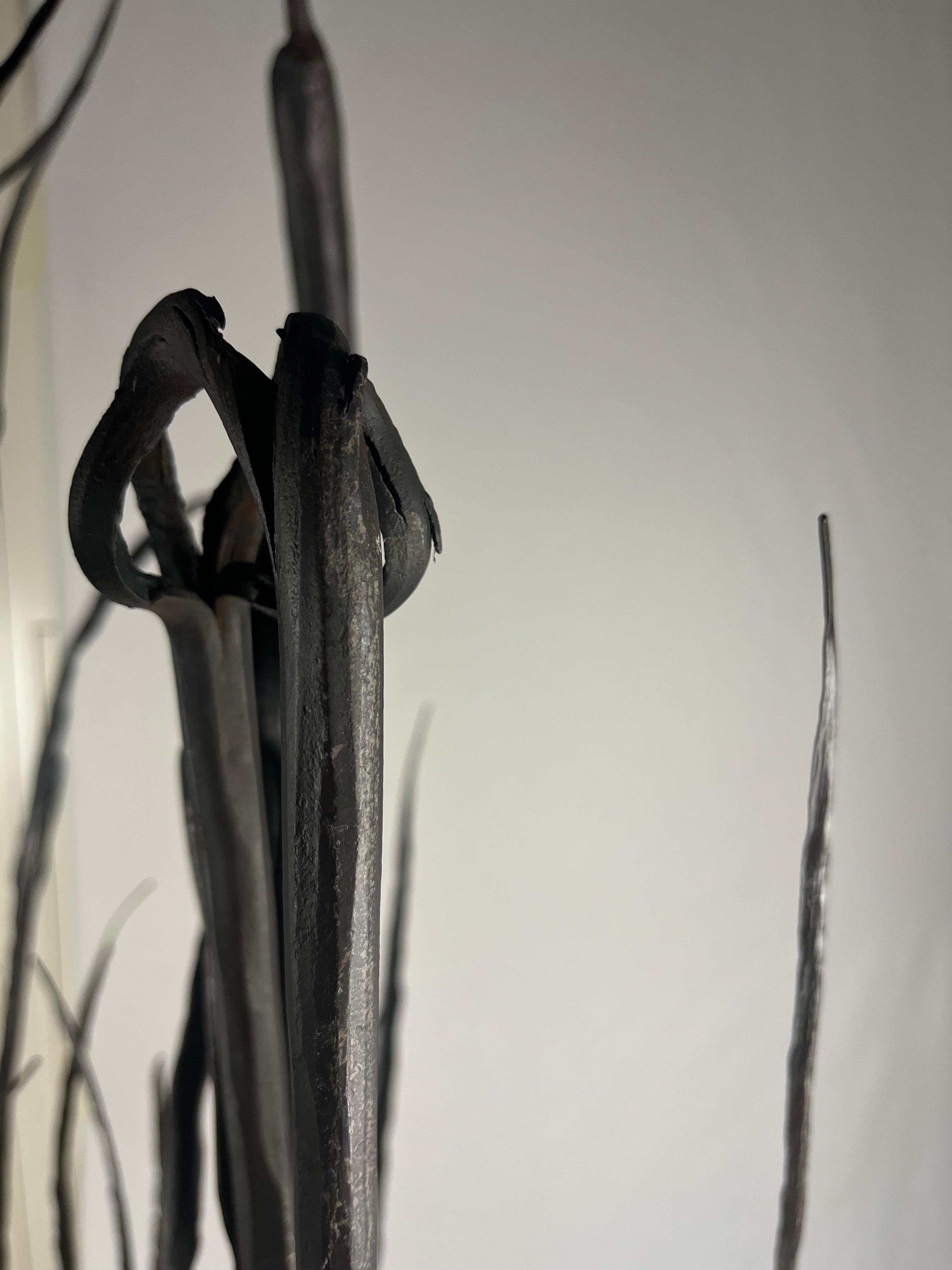 Escultura de hierro forjado para interior y exterior - cañizo de bambú negro - Sculpture Naturalista de Luciano Zanoni