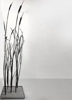 Indoor and outdoor wrough iron sculpture - black bamboo reed bed