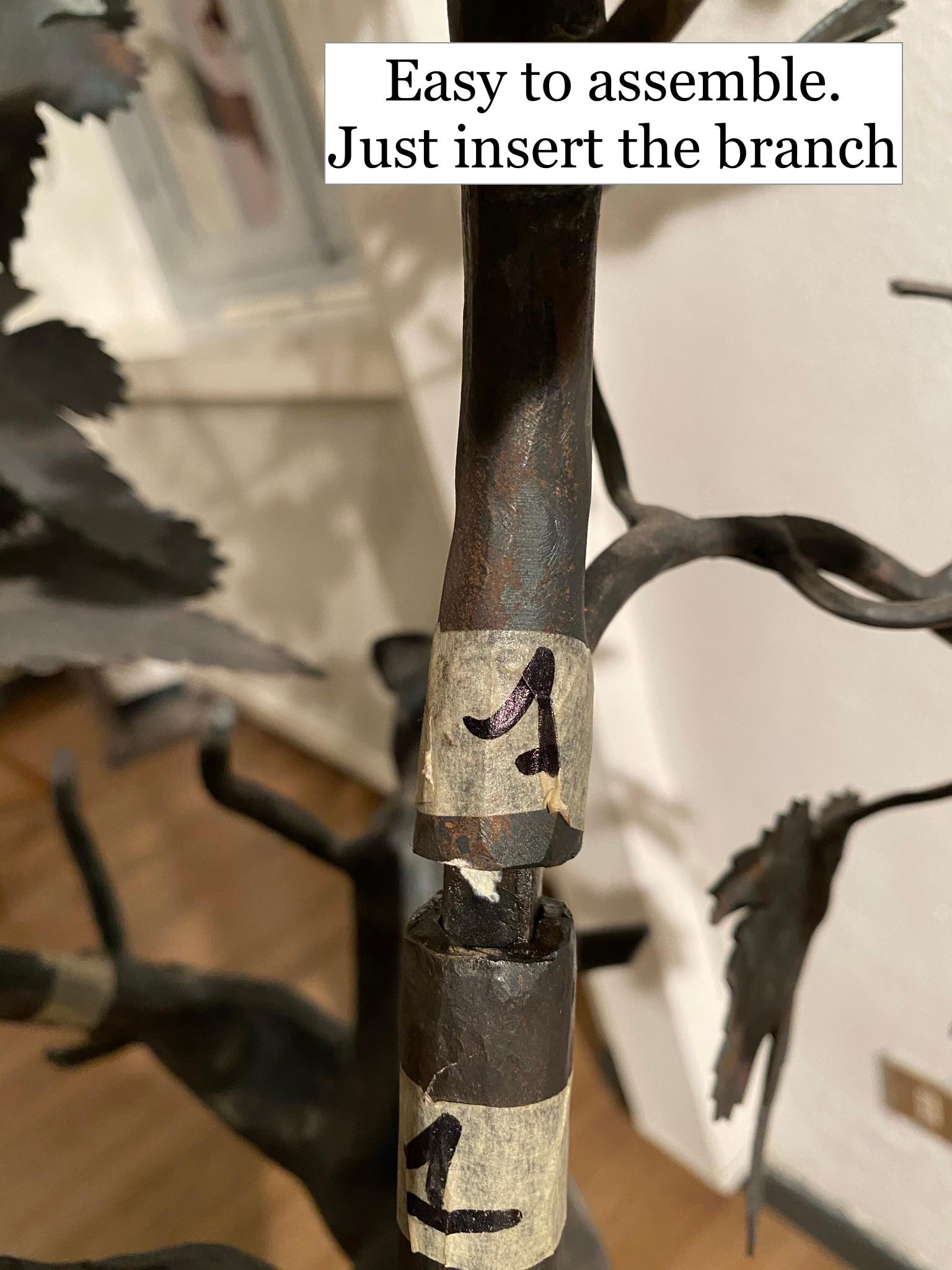 The wrought iron unique piece has been made by the contemporary Italian Maestro Luciano Zanoni. 
The sculpture can be disassembled in a few easy shipping delivery pieces.

The sculptor flourished as an artist, from his blacksmith career when the