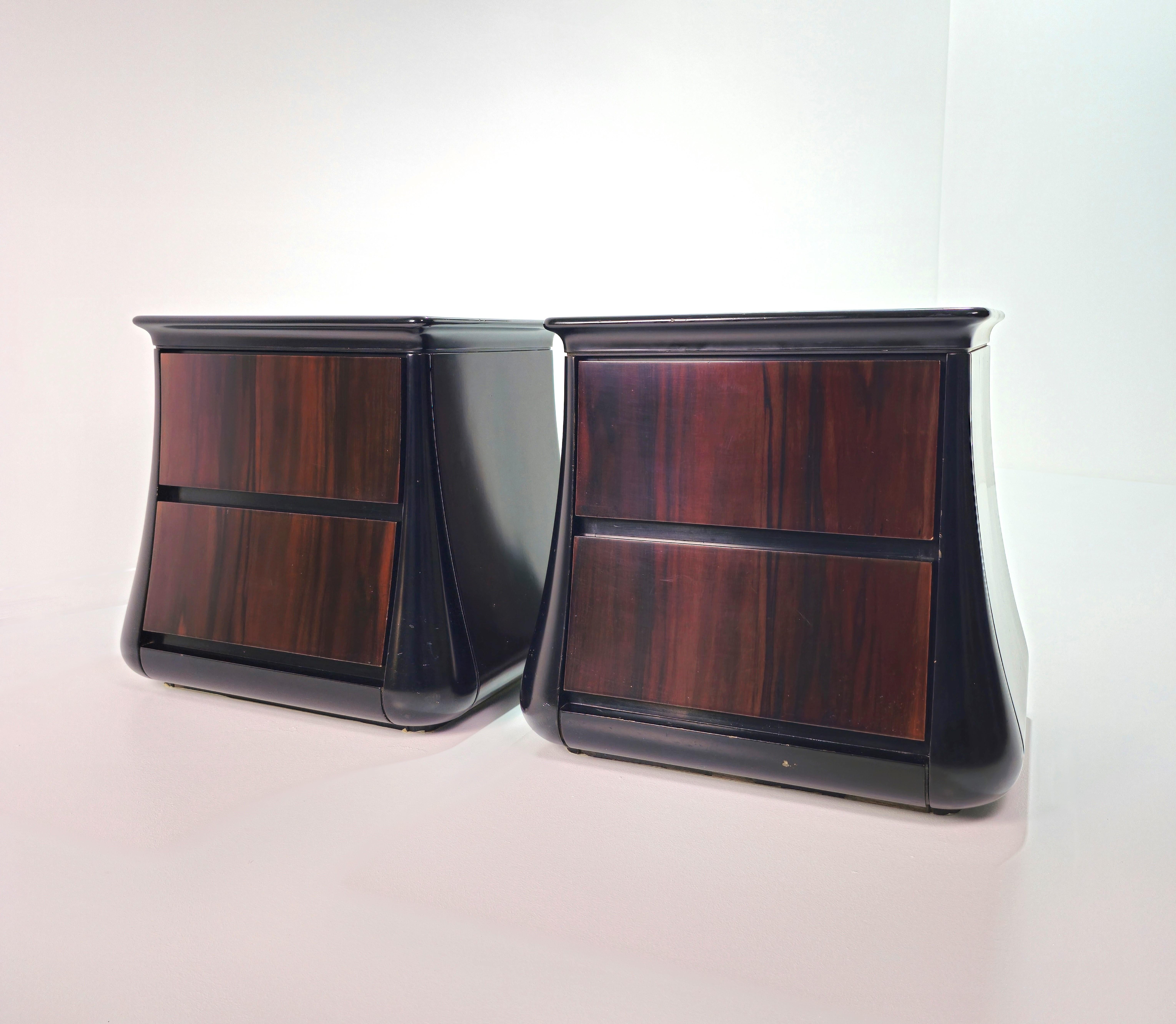 Luciano Frigerio Pair of Bedside Tables Ebony Wood Italian  Mid-Century 1970s 6