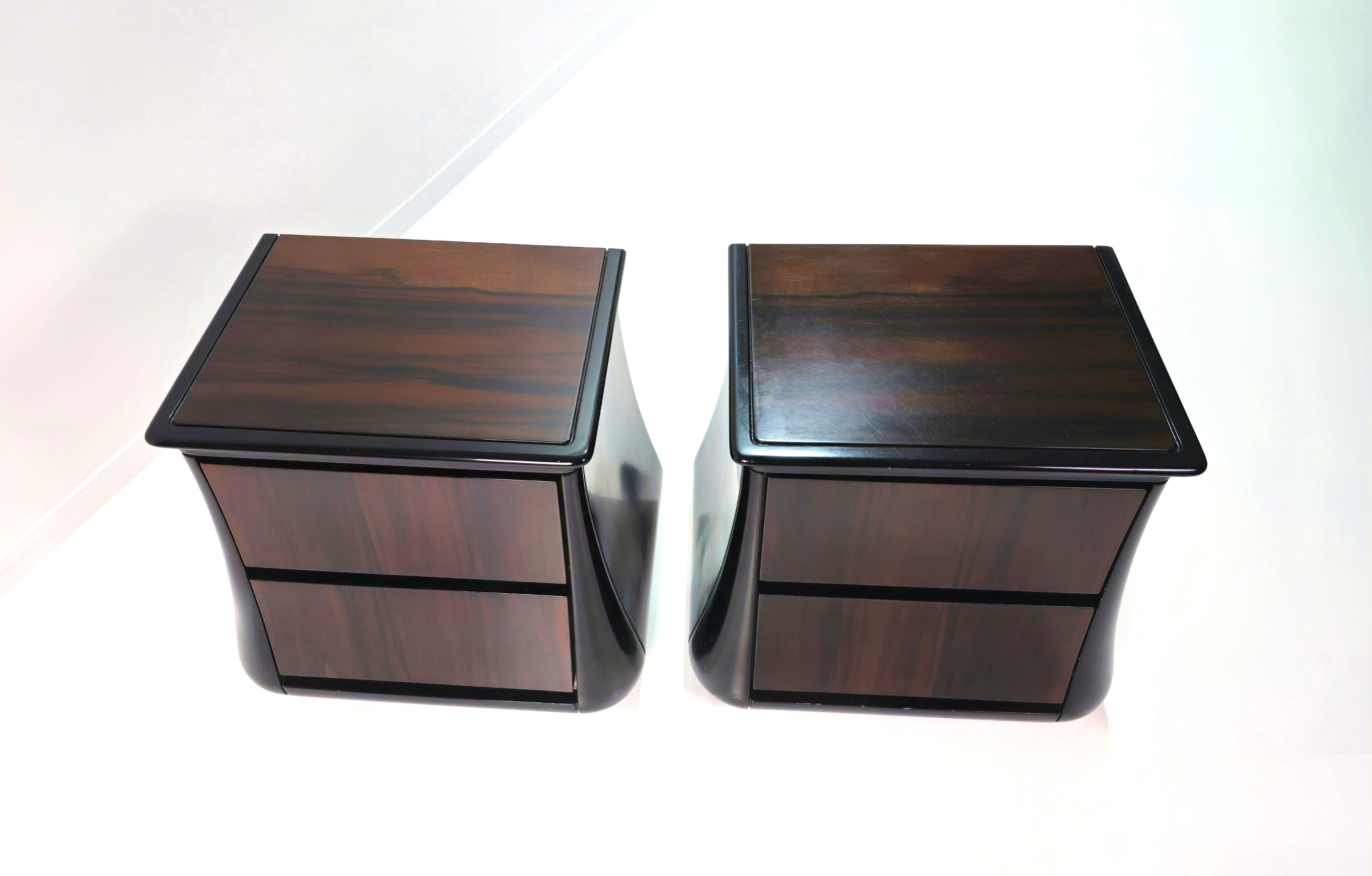 Luciano Frigerio Pair of Bedside Tables Ebony Wood Italian  Mid-Century 1970s 7