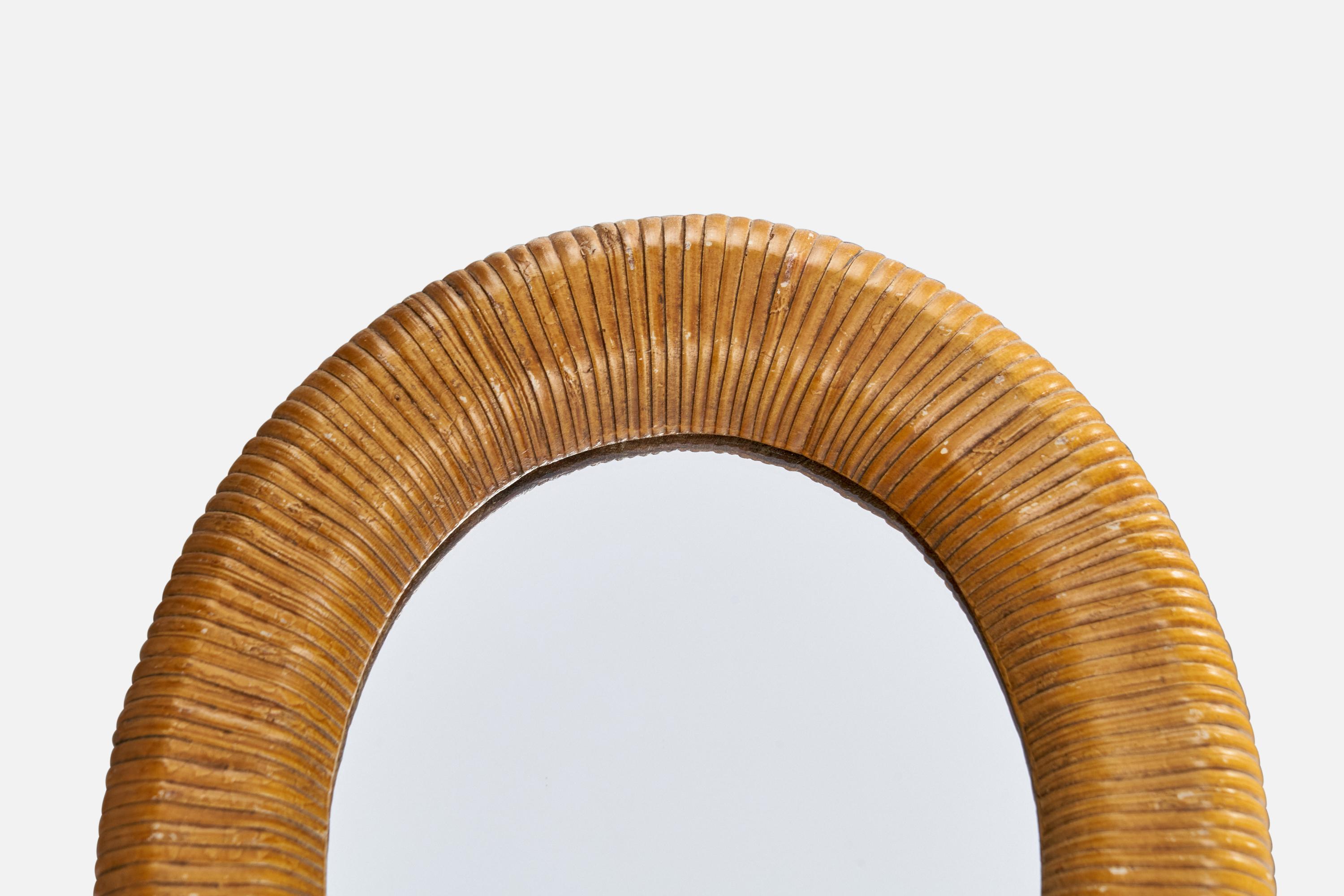Lucid Lines, Table Mirror, Rattan, USA, 1976 For Sale 1