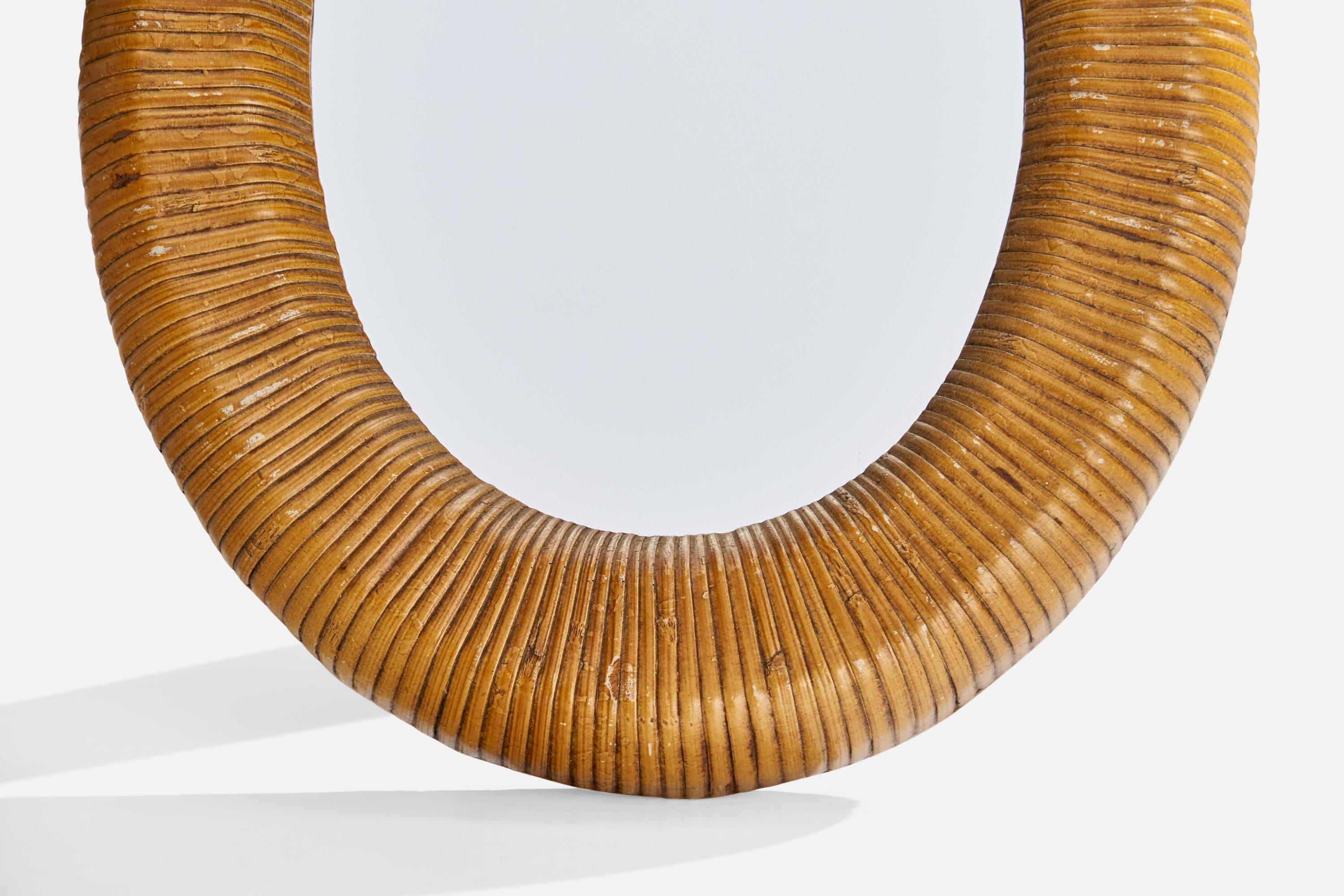 Lucid Lines, Table Mirror, Rattan, USA, 1976 For Sale 2