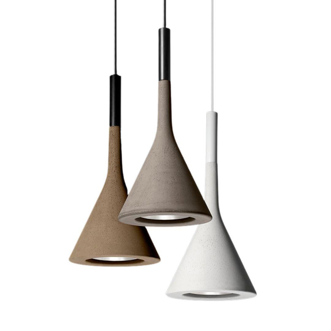 Dyed Lucidi & Pevere ‘Aplomb’ Concrete Pendant Lamp in White for Foscarini For Sale