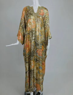 Lucie Ann Metallic Gold Brocade Full Length Caftan 1970s