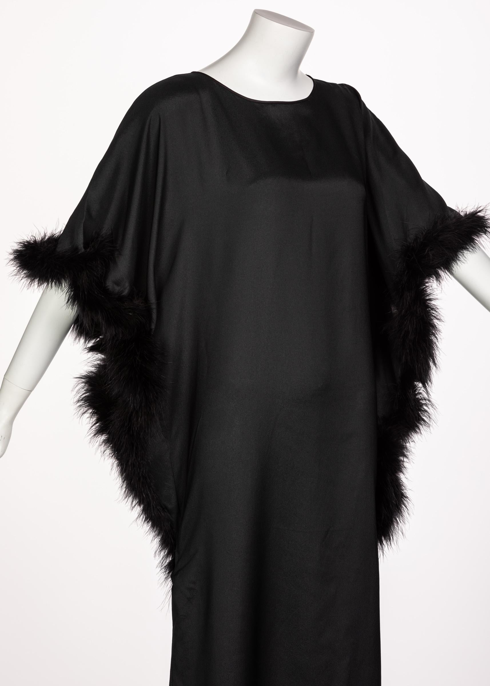 Lucie Anne Black Feather Caftan, 1970s 1