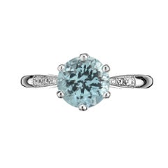 Lucie Campbell London Verlobungsring aus Platin mit 1,34 Karat Aqua-Diamant