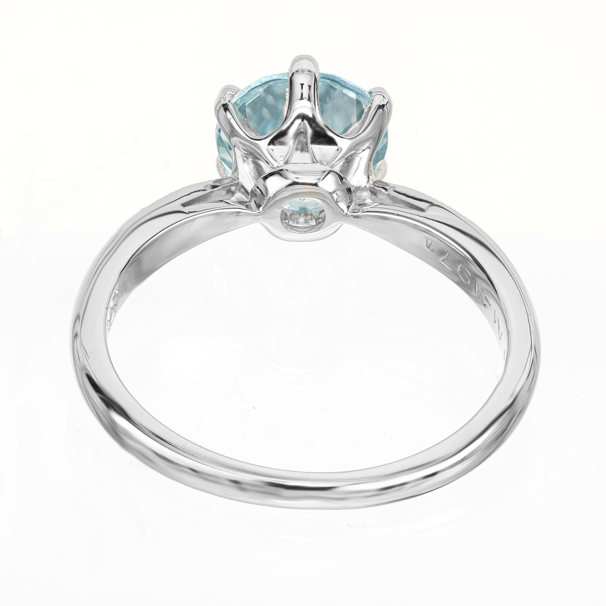 Women's Lucie Campbell London 1.34 Carat Aqua Diamond Platinum Engagement Ring For Sale