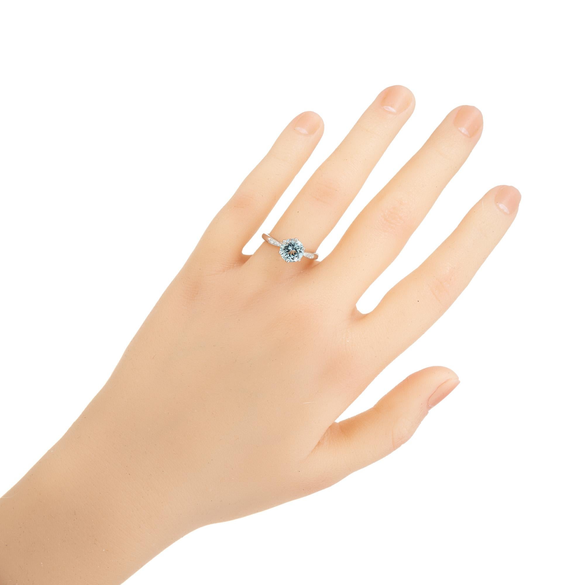 Lucie Campbell London 1.34 Carat Aqua Diamond Platinum Engagement Ring For Sale 3