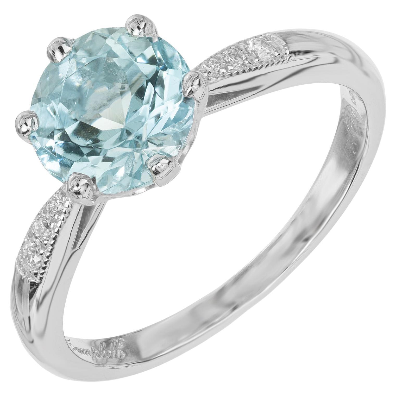 Lucie Campbell London 1.34 Carat Aqua Diamond Platinum Engagement Ring