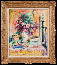 Fleurs dans la chambre - Post Impressionist Still Life Oil by Lucie Cousturier