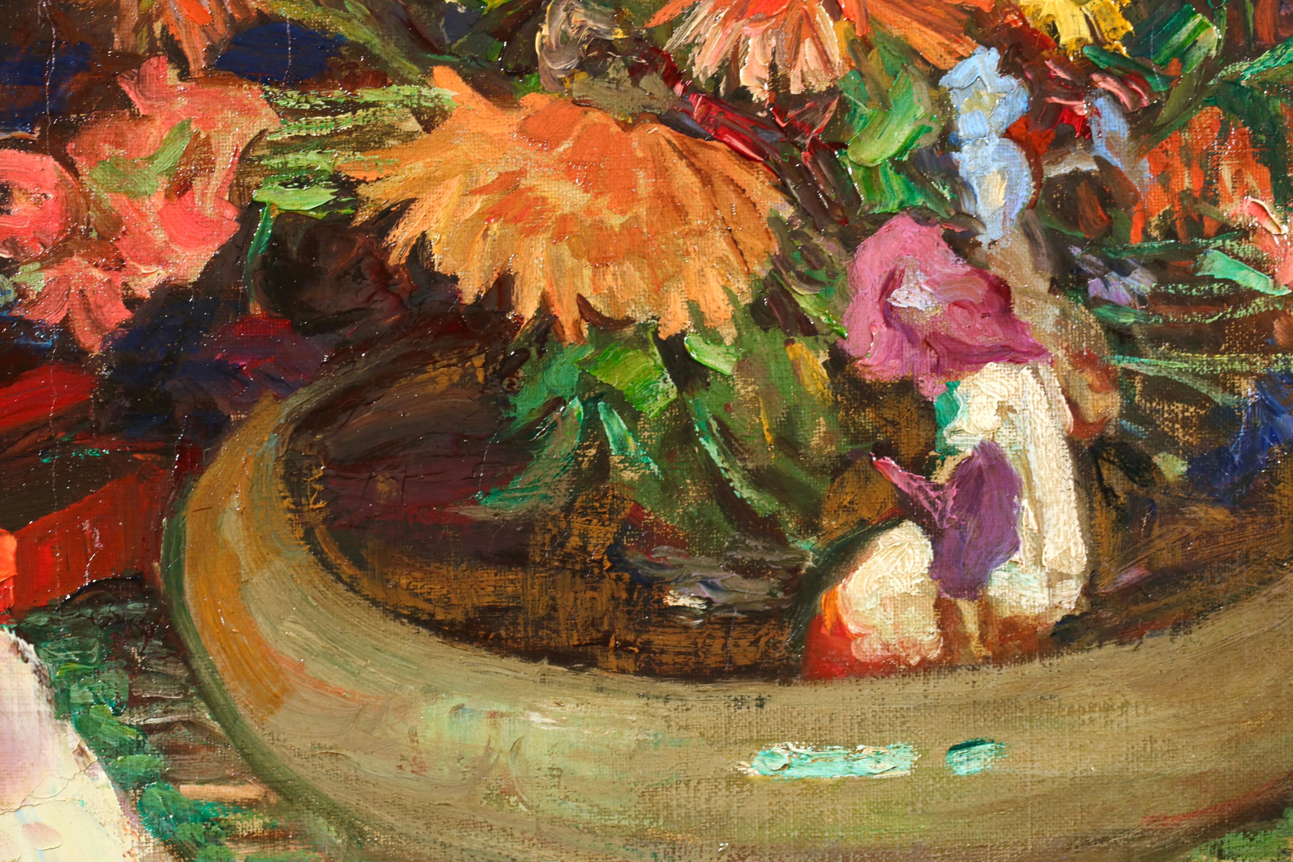 Fleurs sur une table - Postimpressionistisches Stillleben Öl von Lucie Cousturier im Angebot 9