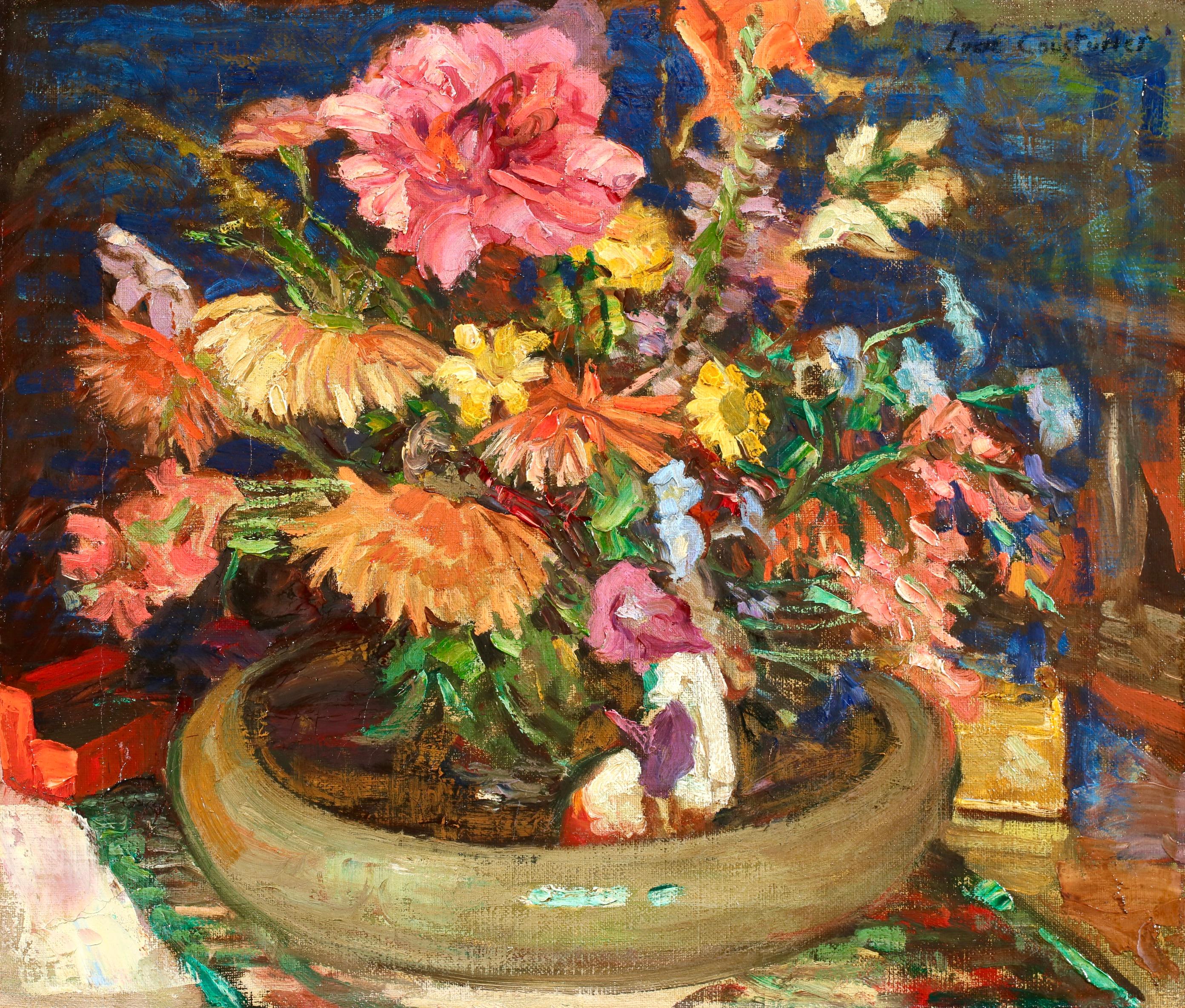 Fleurs sur une table - Postimpressionistisches Stillleben Öl von Lucie Cousturier im Angebot 1