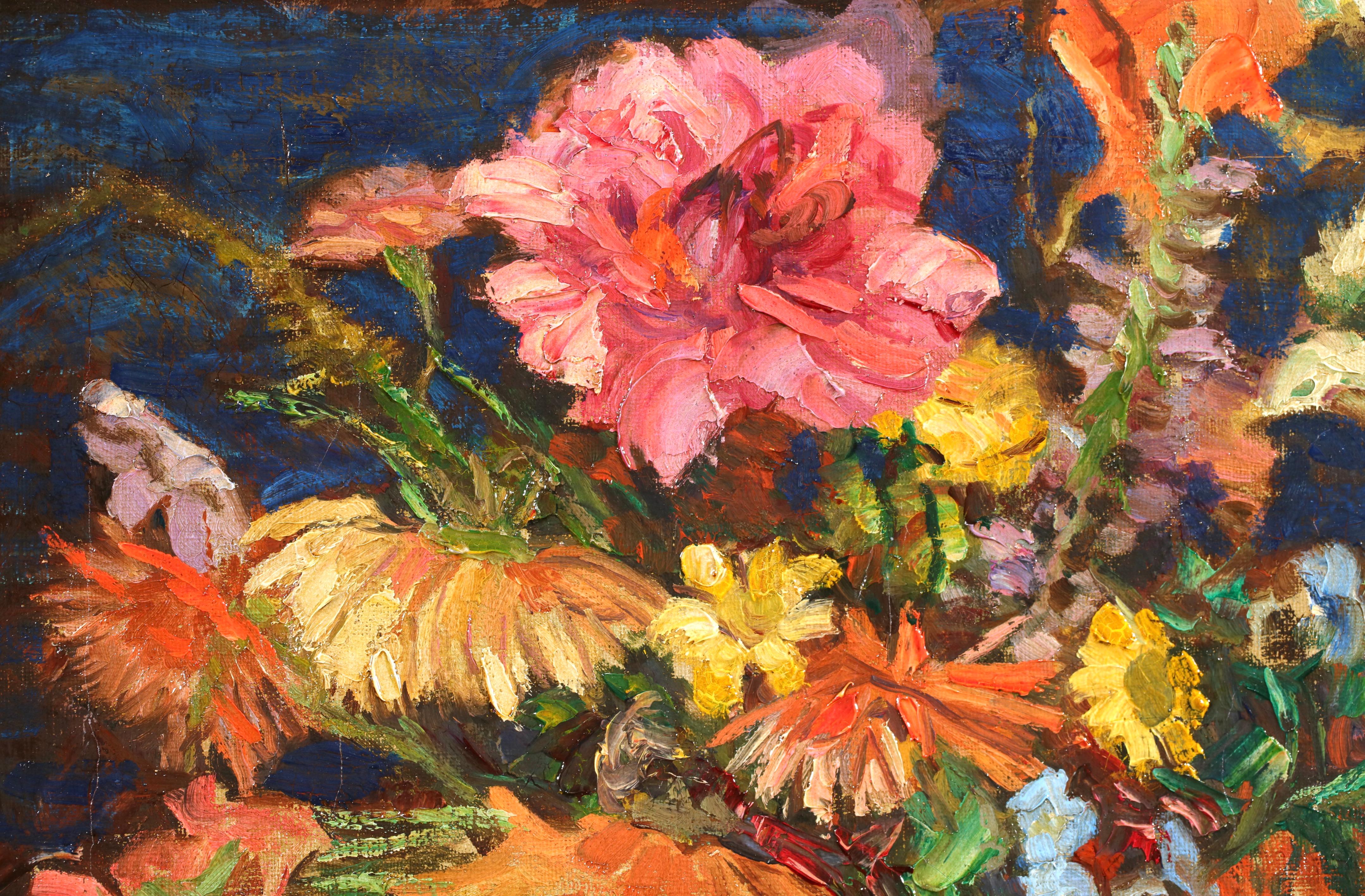 Fleurs sur une table - Postimpressionistisches Stillleben Öl von Lucie Cousturier im Angebot 2