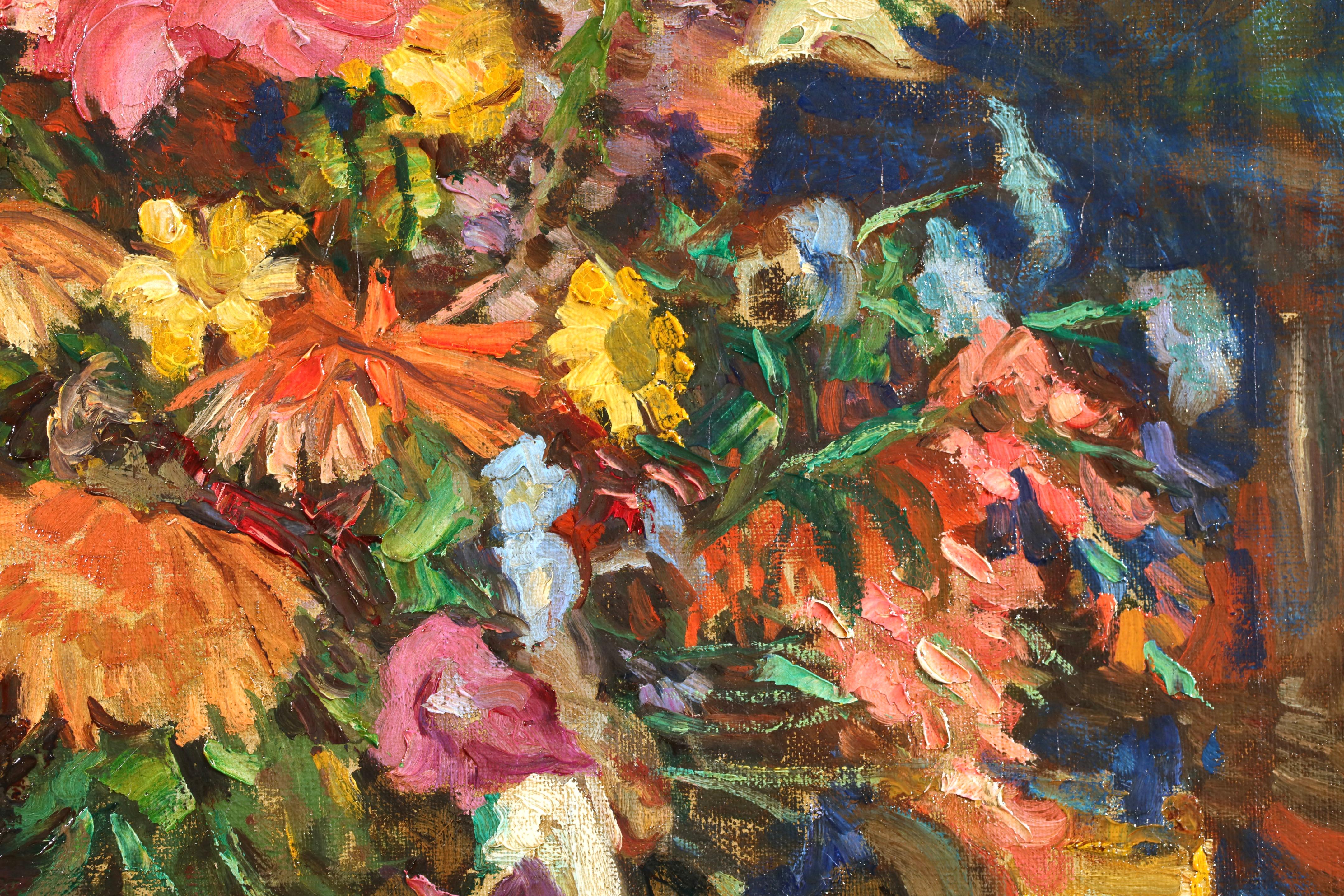 Fleurs sur une table - Postimpressionistisches Stillleben Öl von Lucie Cousturier im Angebot 4