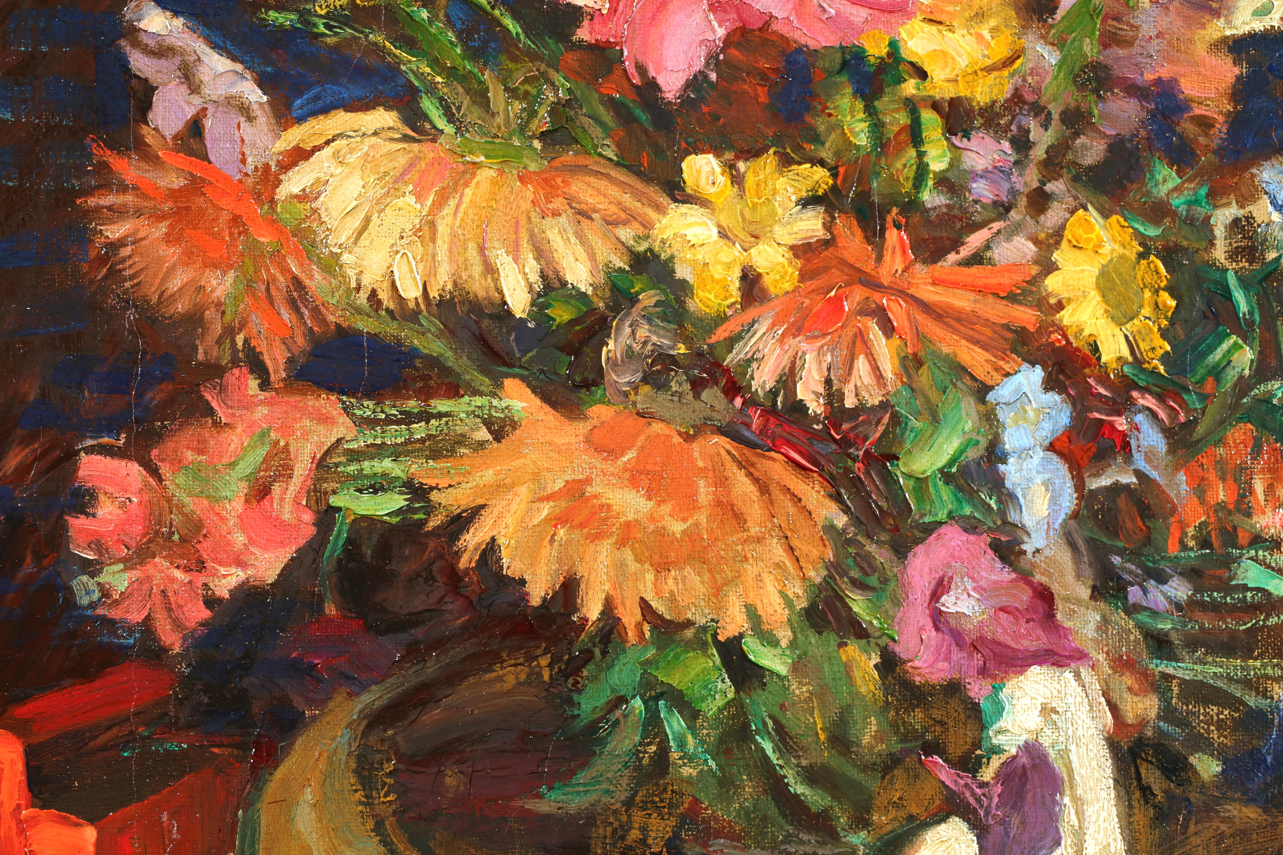 Fleurs sur une table - Postimpressionistisches Stillleben Öl von Lucie Cousturier im Angebot 5