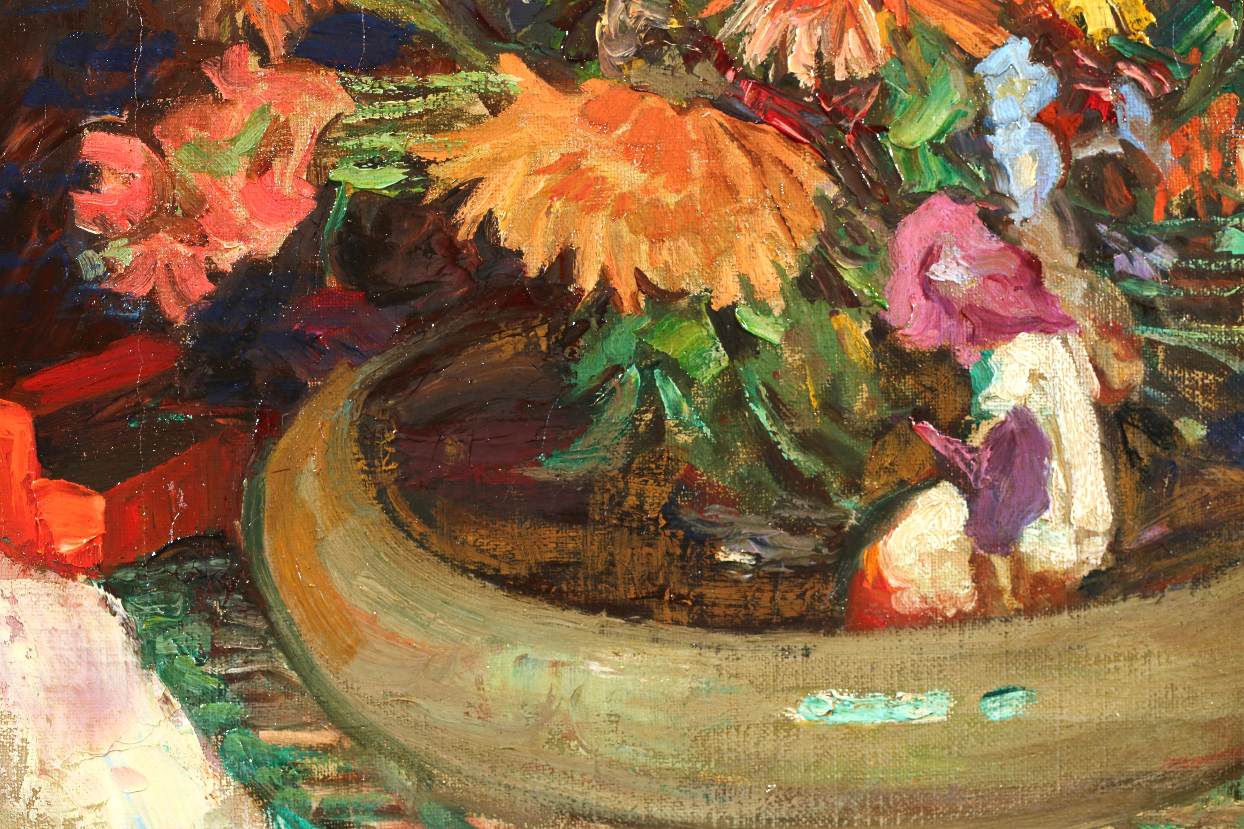 Fleurs sur une table - Postimpressionistisches Stillleben Öl von Lucie Cousturier im Angebot 6