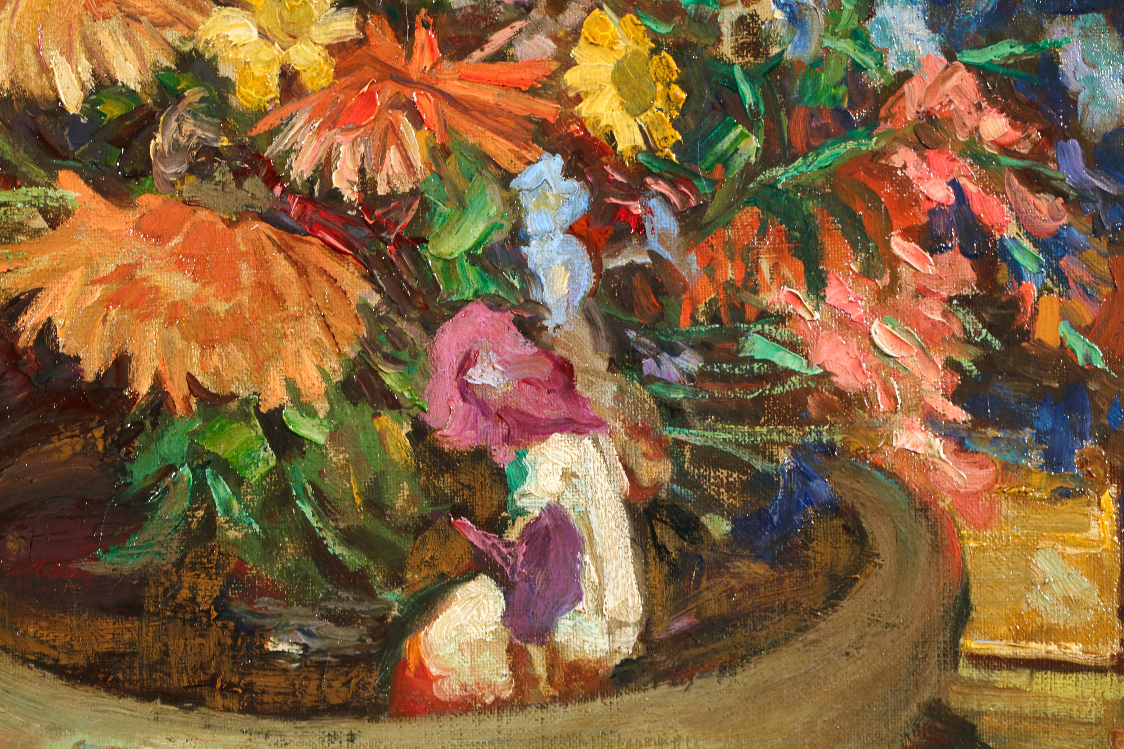 Fleurs sur une table - Postimpressionistisches Stillleben Öl von Lucie Cousturier im Angebot 8
