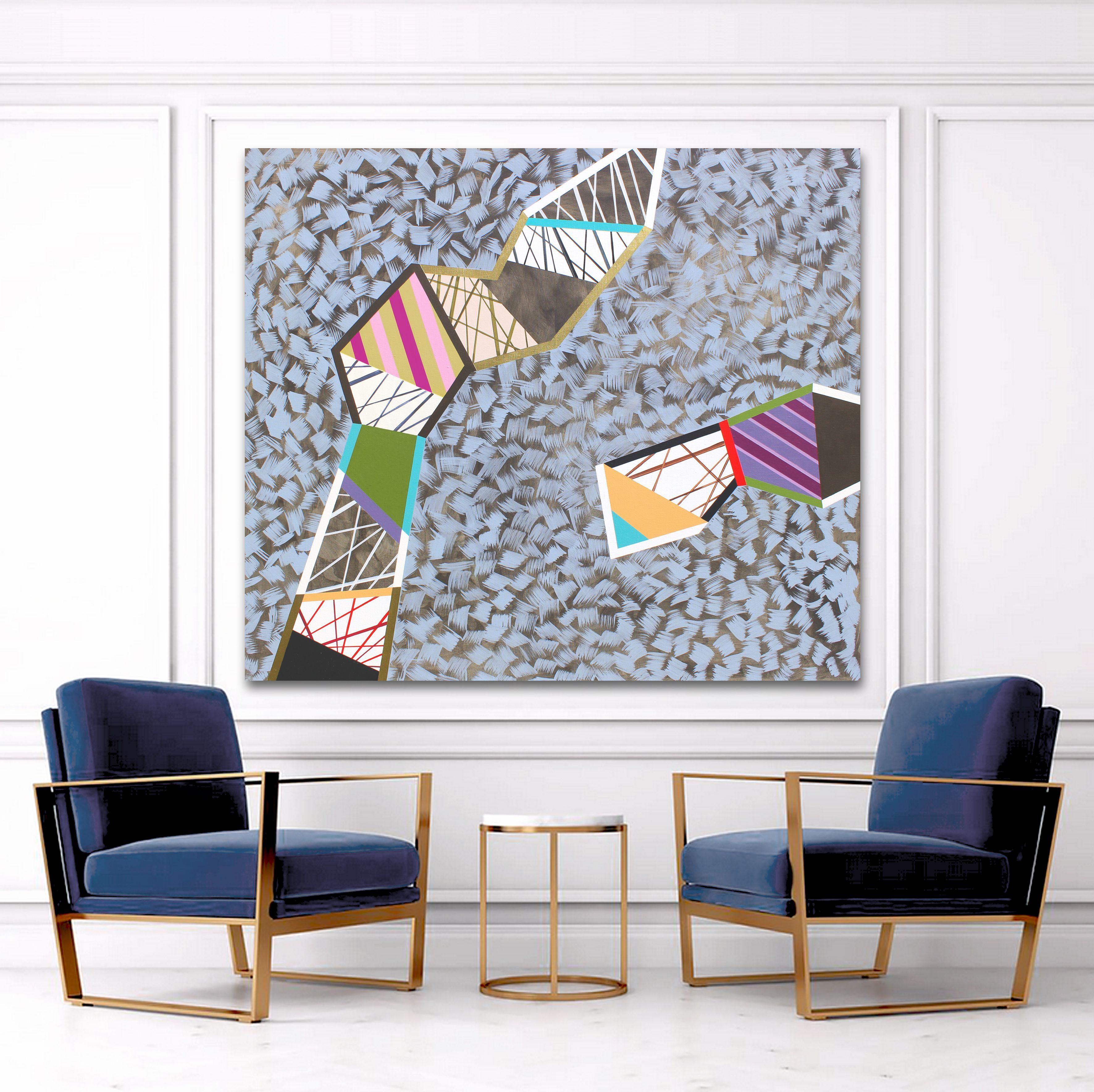 COLOUR, SHAPE and TEXTURE 1, Painting, Acrylic on Canvas - Gray Abstract Painting by Lucie Jirku