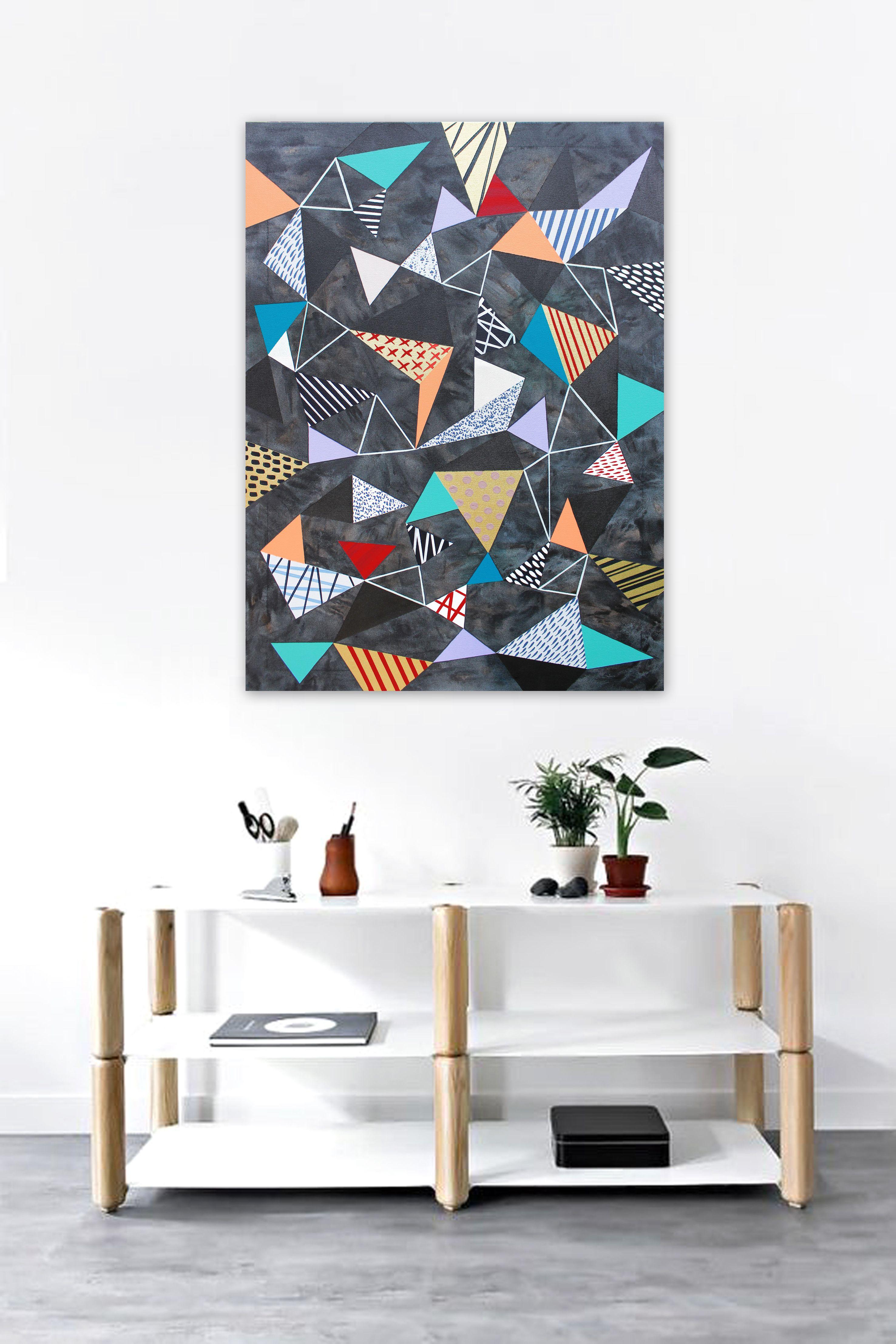 Triangles 6, Peinture, Acrylique sur Toile - Painting de Lucie Jirku