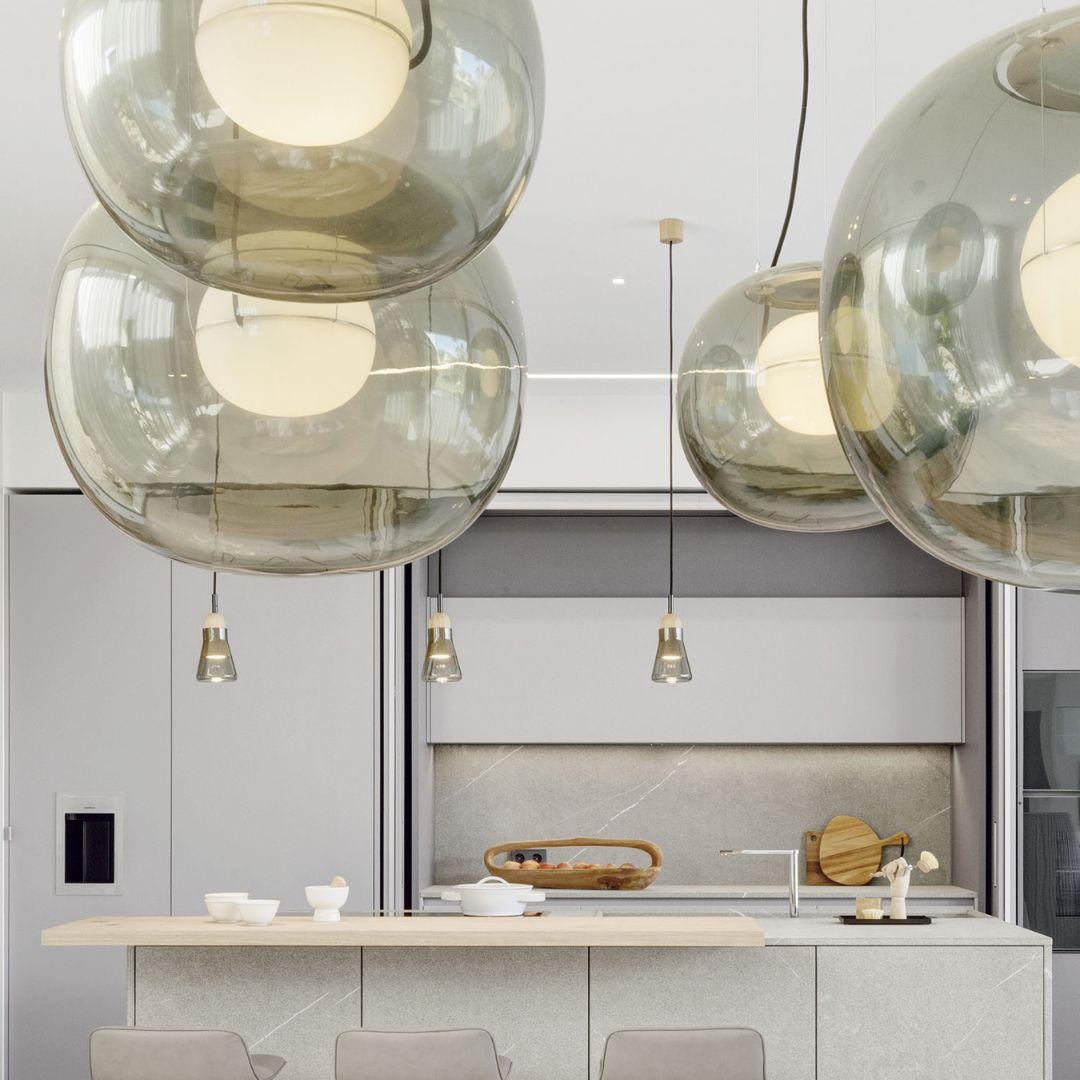 Lucie Koldova 'Big One' Hand Blown Glass Pendant Lamp in Grey & Opal for Brokis For Sale 4