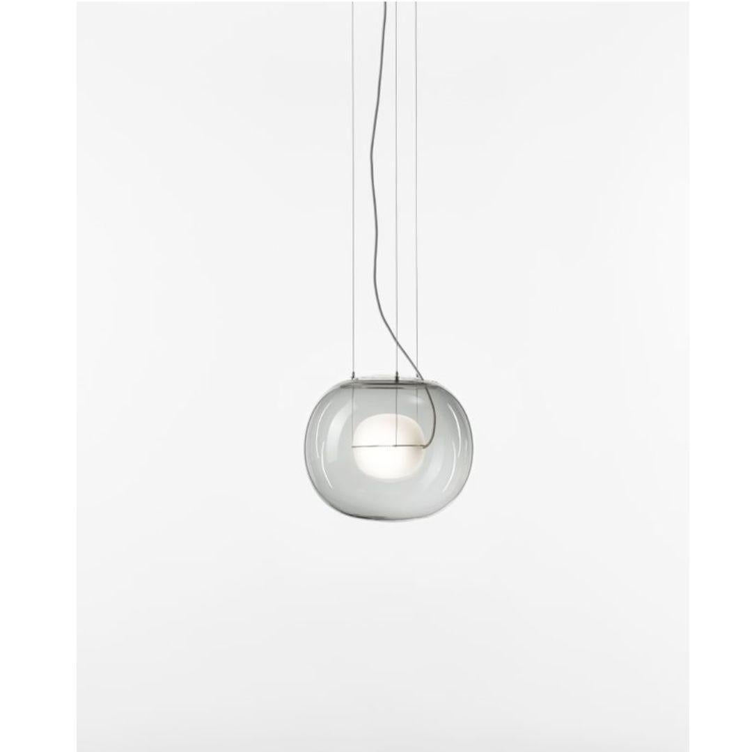 Mid-Century Modern Lucie Koldova 'Big One' Hand Blown Glass Pendant Lamp in Grey & Opal for Brokis For Sale