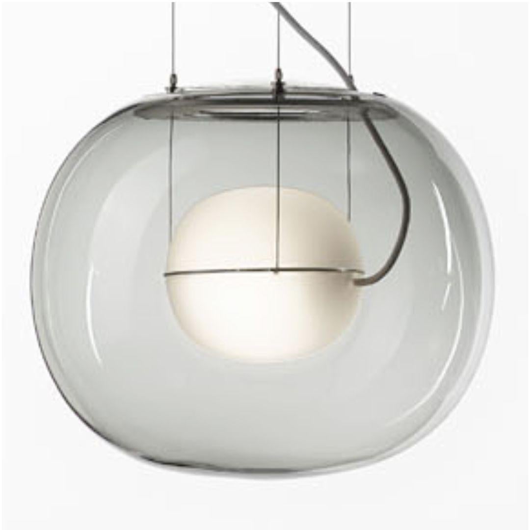 Czech Lucie Koldova 'Big One' Hand Blown Glass Pendant Lamp in Grey & Opal for Brokis For Sale