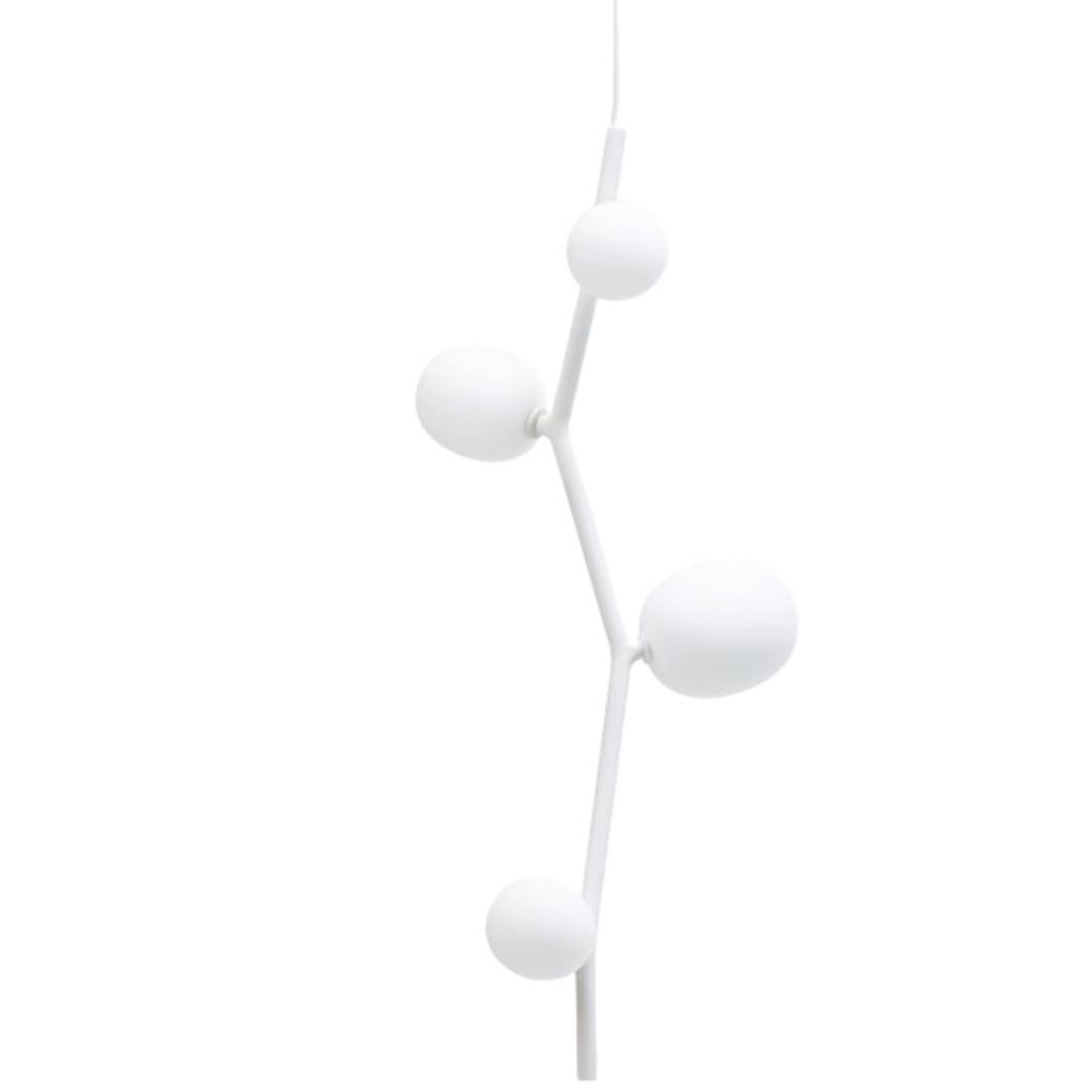 Czech Lucie Koldova 'Ivy Vertical 4' Blown Opal Glass Pendant in White for Brokis For Sale