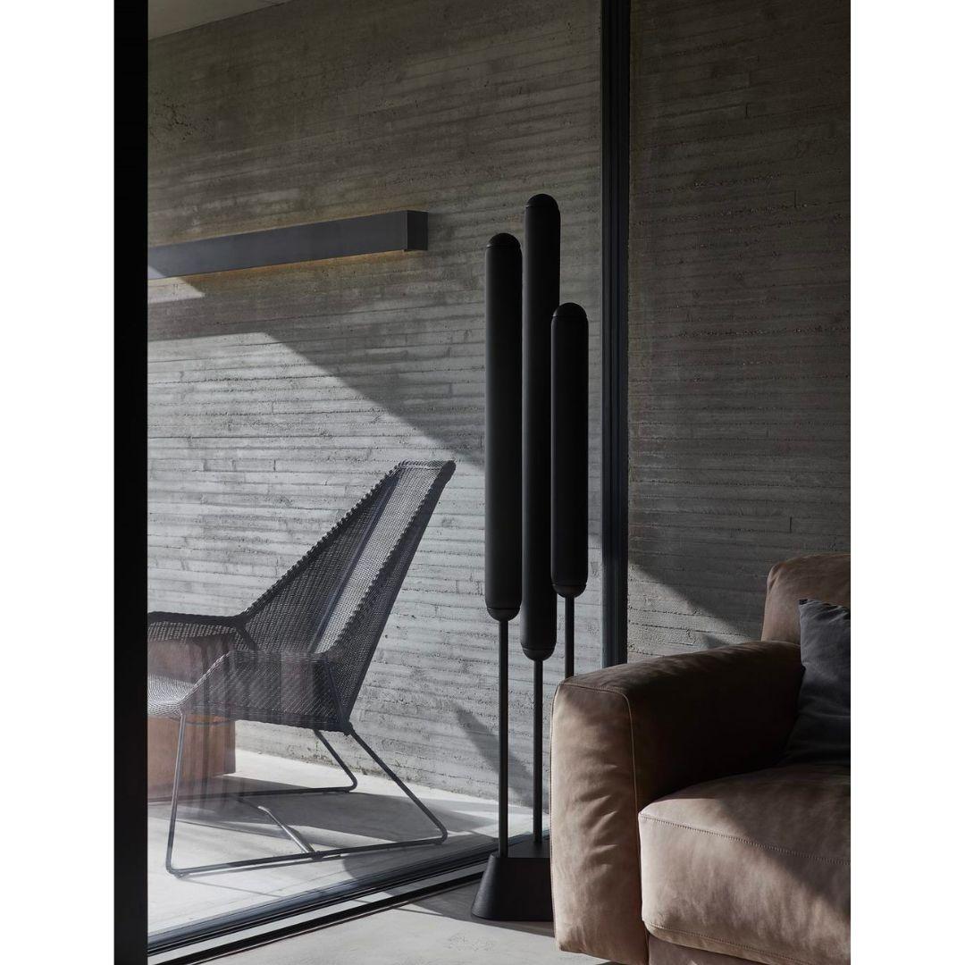 Mid-Century Modern Lucie Koldova 'Puro' Hand Blown Smoke Grey Glass Floor Lamp in Black for Brokis For Sale