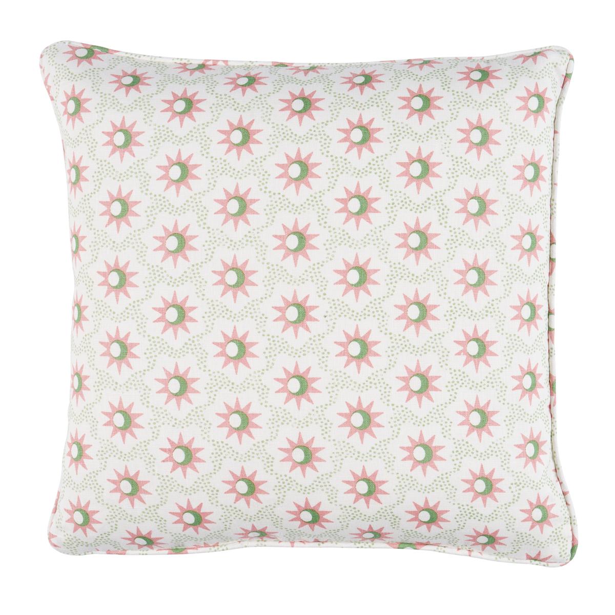 Lucie Pillow in Pink & Green 16 x 16" For Sale