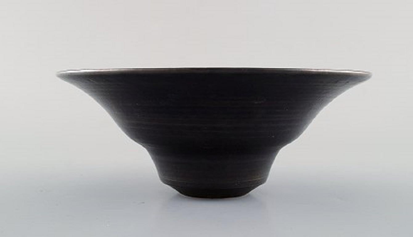 Modern Lucie Rie Austrian-Born British Ceramist, Stylish Bowl, Black Glaze