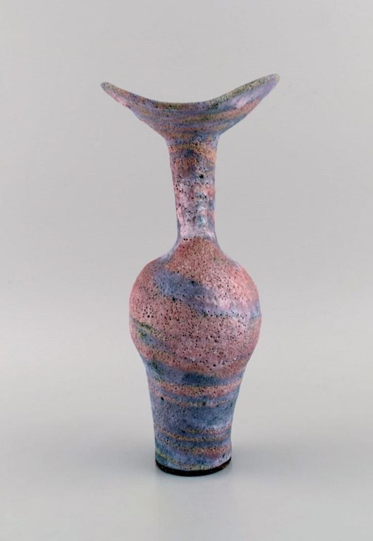 Glazed Lucie Rie, Austrian-born British potter. Unique large modernist vase For Sale