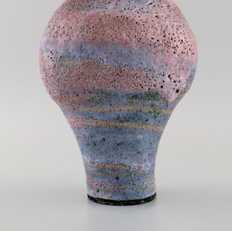 Stoneware Lucie Rie, Austrian-born British potter. Unique large modernist vase For Sale